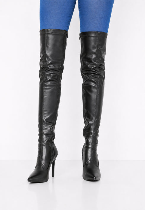Women Thigh High Kinky Over The Knee Stiletto Matte Boots G-051
