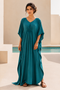 Women’s Cotton-Blend Plus Size Kaftan Dress – Solid Colour Maxi Beach and Bikini Cover-Up
