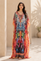 Women’s Tropical Print Maxi Kaftan Dress – Long Summer Beach and Swimwear Cover-Up