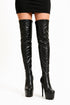 Women's Black Thigh High Over The Knee Platform Stiletto Boots Synthetic Leather Zip G-777