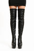 Women's Black Thigh High Over The Knee Platform Stiletto Boots Synthetic Leather Zip G-777