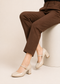 Women's Nude Round Toe Block Kitten Heel Slingback Shoes – G-1830-2