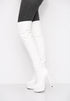 Women's White Thigh High Over The Knee Platform Stiletto Boots Synthetic Leather Zip G-777