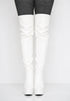 Women's White Thigh High Over The Knee Platform Stiletto Boots Synthetic Leather Zip G-777