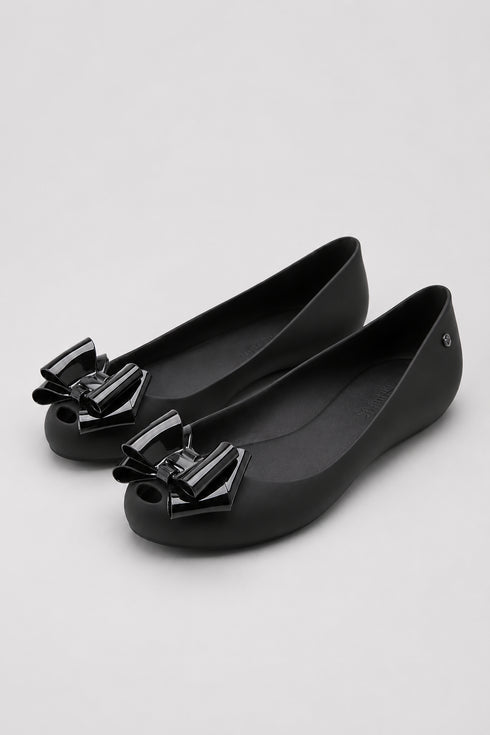 Women's Slip-On Jelly Ballet Flats with Elegant Bow Detail