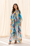 Women’s Soft Boho Print Kaftan Dress – Long V-Neck Beach and Swimwear Cover-Up