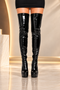 Women's Black Patent Thigh High Over The Knee Stiletto Boots Zip 14777