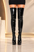 Women's Black Patent Thigh High Over The Knee Stiletto Boots Zip 14777