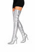 Women's Silver Thigh High Over The Knee Stiletto Boots Zip 12051