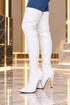 Women's White Thigh High Over The Knee Stiletto Boots Faux Leather Zip G-051