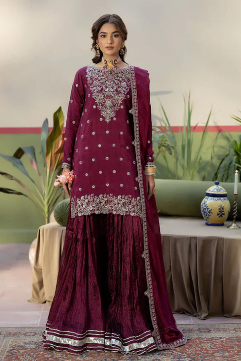 Zarqun Embroidered Raw Silk 3PC Suit 25104A