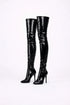 Women's Black Thigh High Back Lace Up Stiletto Boots Over The Knee 12748