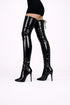 Women's Black Thigh High Back Lace Up Stiletto Boots Over The Knee 12748