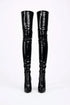 Women's Black Thigh High Back Lace Up Stiletto Boots Over The Knee 12748