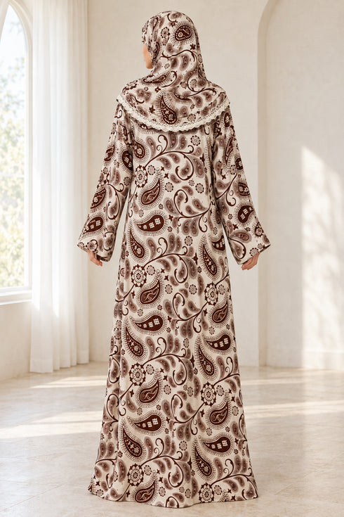 Yaqeen Women’s One-Piece Islamic Prayer Dress with Attached Hijab