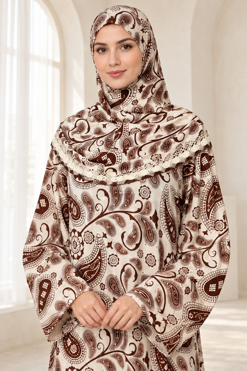Yaqeen Women’s One-Piece Islamic Prayer Dress with Attached Hijab