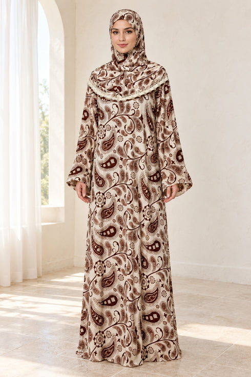 Yaqeen Women’s One-Piece Islamic Prayer Dress with Attached Hijab