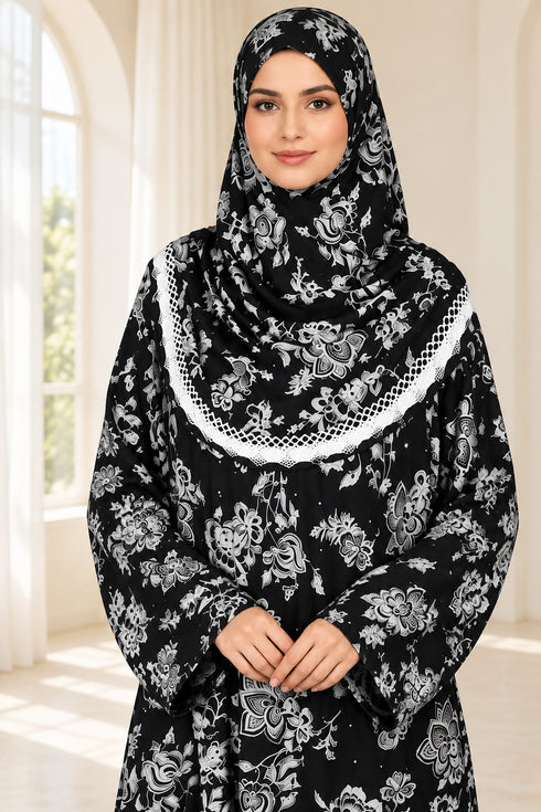 Yaqeen Women’s One-Piece Islamic Prayer Dress with Attached Hijab