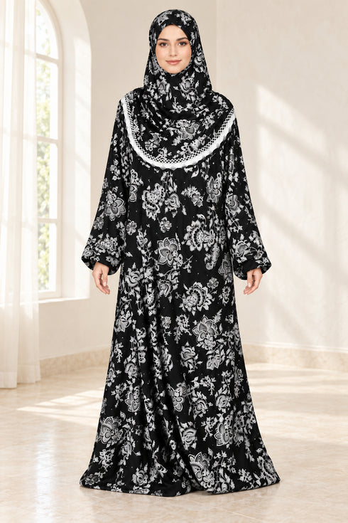 Yaqeen Women’s One-Piece Islamic Prayer Dress with Attached Hijab
