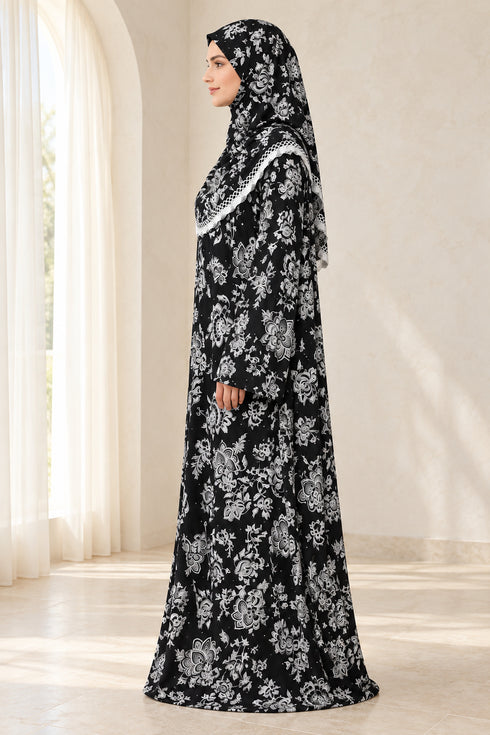 Yaqeen Women’s One-Piece Islamic Prayer Dress with Attached Hijab