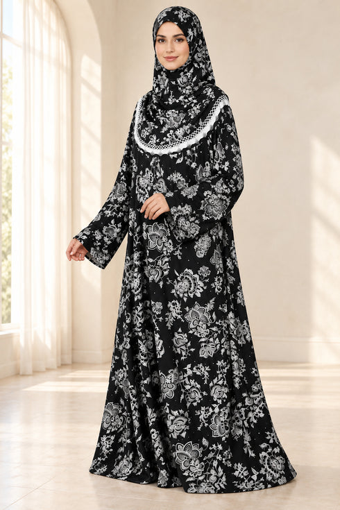 Yaqeen Women’s One-Piece Islamic Prayer Dress with Attached Hijab