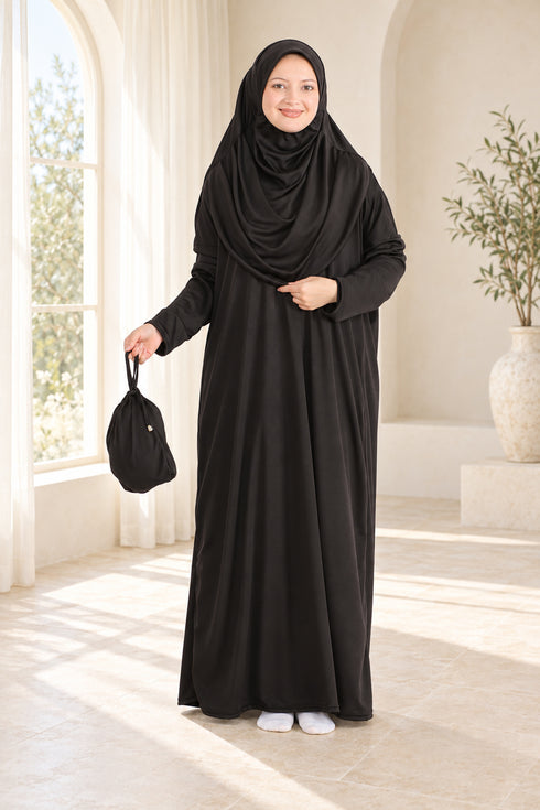 Prien Women’s Muslim Prayer Dress Set with Hijab and Carry Bag