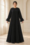 Women’s Abaya Maxi Dress with Tie Cuffs and Concealed Zip