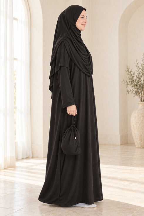 Prien Women’s Muslim Prayer Dress Set with Hijab and Carry Bag