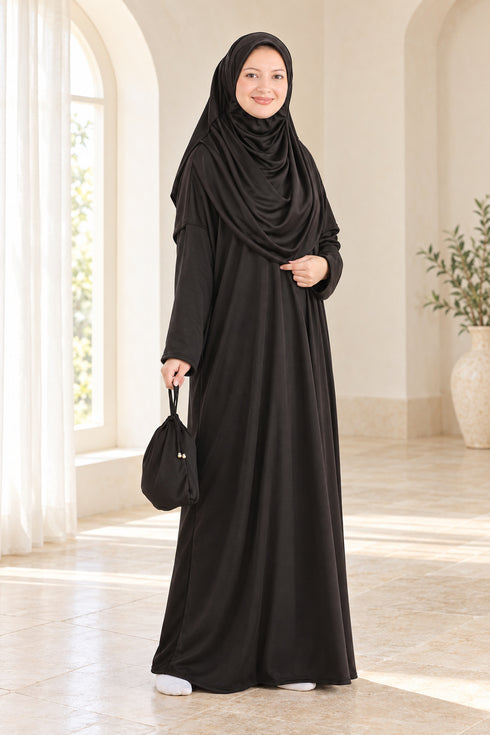 Prien Women’s Muslim Prayer Dress Set with Hijab and Carry Bag