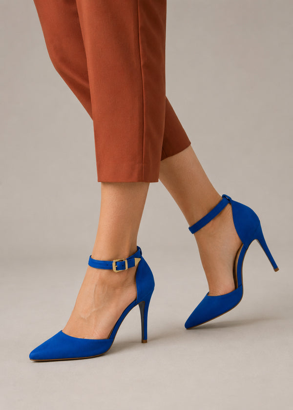 Blue Suede Ankle Strap Heel 221