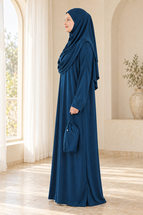 Prien Women’s Muslim Prayer Dress Set with Hijab and Carry Bag