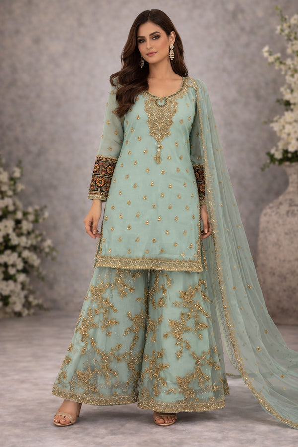 Baba Posh Embroidered Chiffon 3PC Suit BP-08