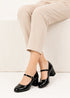 Black Patent Round Toe Block Kitten Heel Shoes – G-1830-4