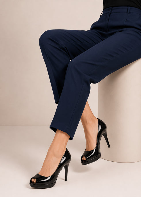Black Patent Peep Toe High Heel Court Shoes – G-926