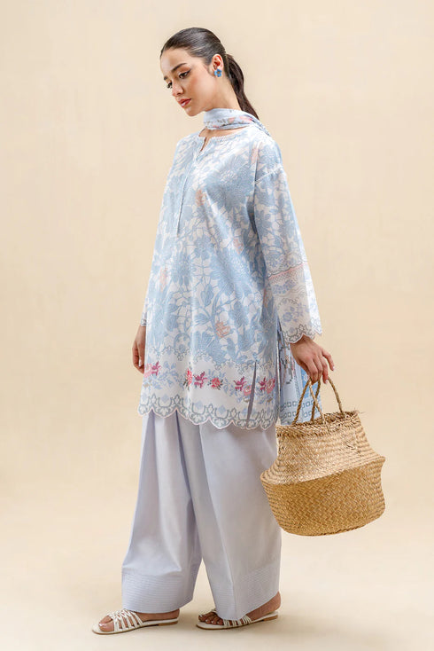 Beechtree Printed Blended Lawn Suit CERULEAN FLUORESCENCE BT-11