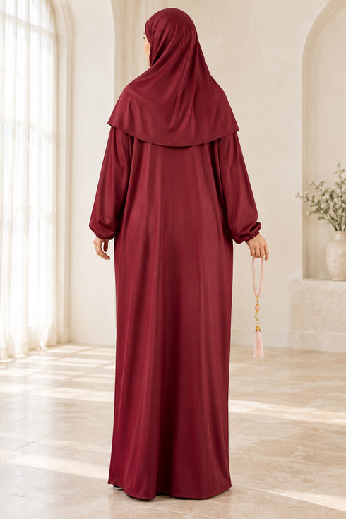 Women’s Muslim Prayer Dress Set with Hijab and Prayer Beads