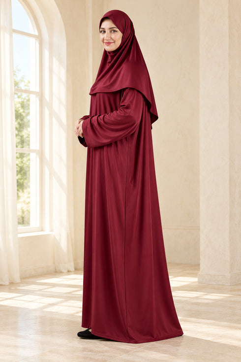 Women’s Muslim Prayer Dress Set with Hijab and Prayer Beads