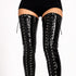 Women's Black Patent Thigh High Over The Knee Front Lace Up Stiletto Boots 11720