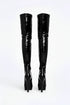 Women's Black Patent Thigh High Over The Knee Stiletto Boots Zip 14777
