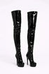 Women's Black Patent Thigh High Over The Knee Stiletto Boots Zip 14777