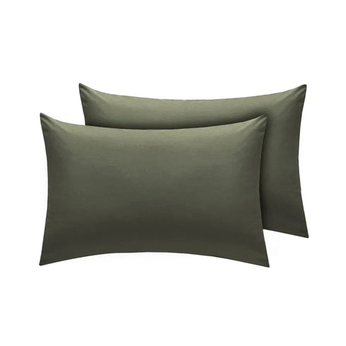 Easy-Care Non-Iron Percale Green Pillow Cases | Divine Textiles (Pair of 2)