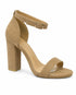 Women's Nude Faux Suede Chunky Block High Heel Ankle Strap Peep Toe Sandals-BS 1810