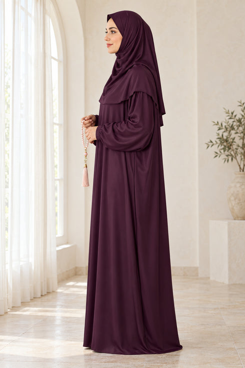 Women’s Muslim Prayer Dress Set with Hijab and Prayer Beads