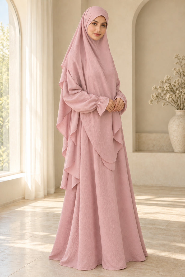 Yaqeen Women’s Abaya and Diamond-Cut Khimar Two-Piece Prayer Set