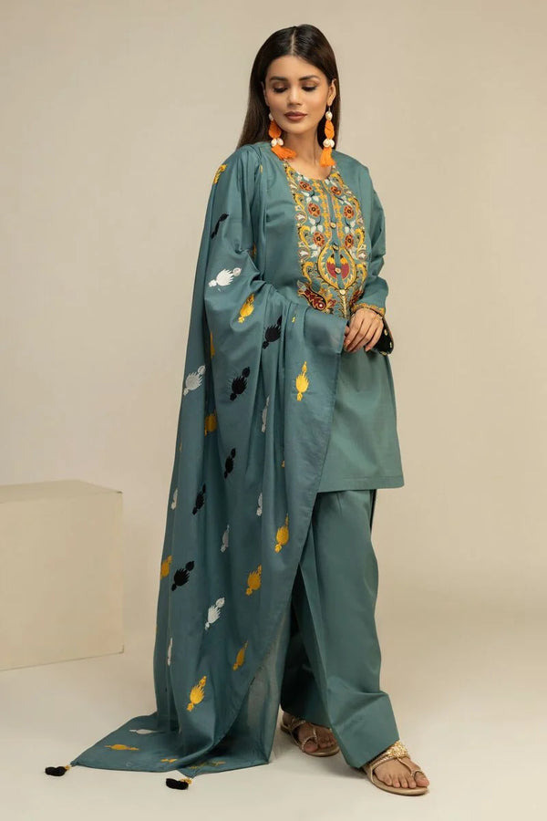 Khaadi Embroidered Cotton 3 Piece Suit EET24297