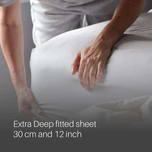Luxury 800 Thread Count Egyptian Cotton Fitted Sheets - (30cm, White)