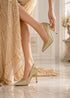Gold Glitter Stiletto High Heel Court Shoes Pointed Toe 4.5 Inch — BS-12924