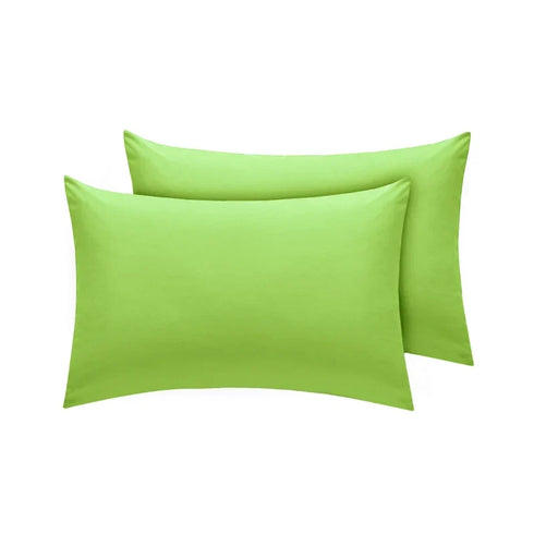 Easy-Care Non-Iron Percale Green Pillow Cases | Divine Textiles (Pair of 2)
