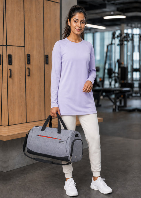 Gray 35L Gym Bag with Shoes Compartment and Wet Pocket