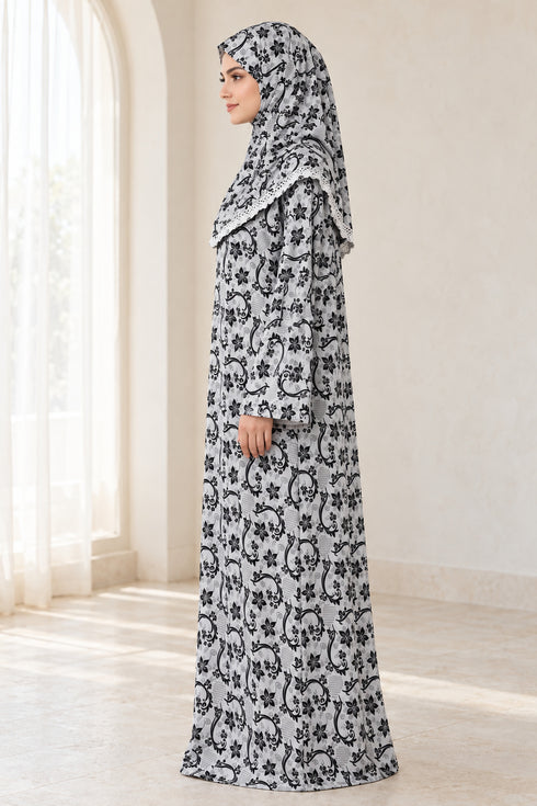 Yaqeen Women’s One-Piece Islamic Prayer Dress with Attached Hijab